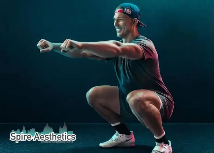 Image of man build leg muscle Stoulton through exercise